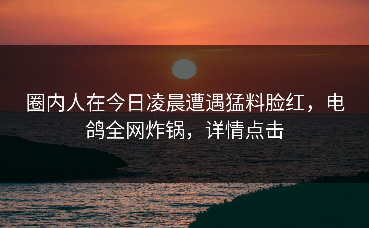 圈内人在今日凌晨遭遇猛料脸红，电鸽全网炸锅，详情点击