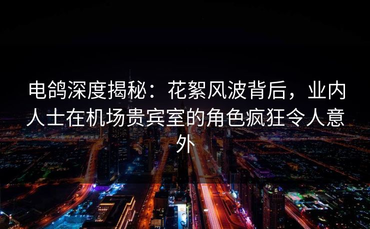 电鸽深度揭秘：花絮风波背后，业内人士在机场贵宾室的角色疯狂令人意外