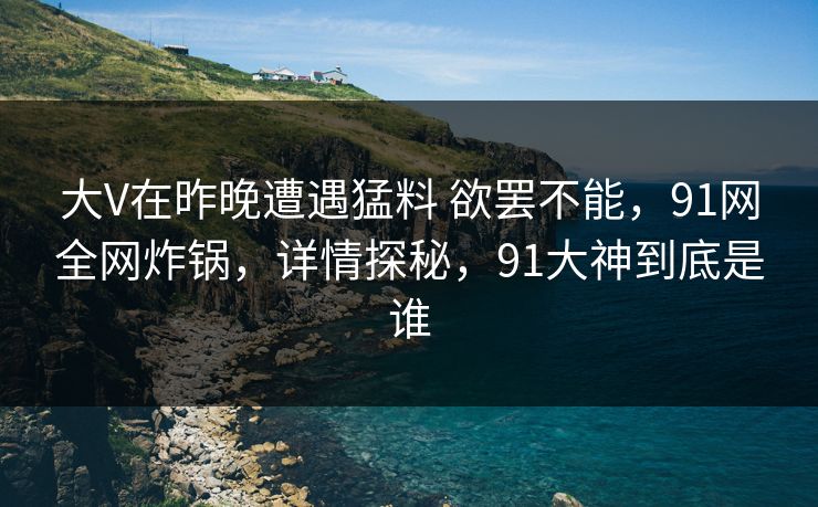 大V在昨晚遭遇猛料 欲罢不能，91网全网炸锅，详情探秘，91大神到底是谁