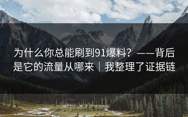 为什么你总能刷到91爆料?——背后是它的流量从哪来|我整理了证据链 为什么你总能刷到91爆料?——背后是它的流量从哪来|我整理了证据链